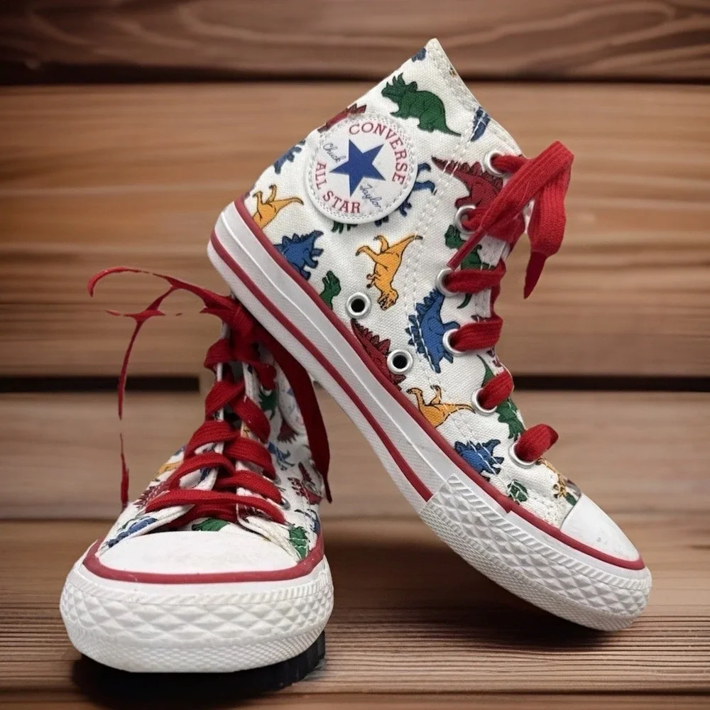 Converse Chuck Taylor Kids Youth Size 12 Dinosaur Print High Top Sneakers